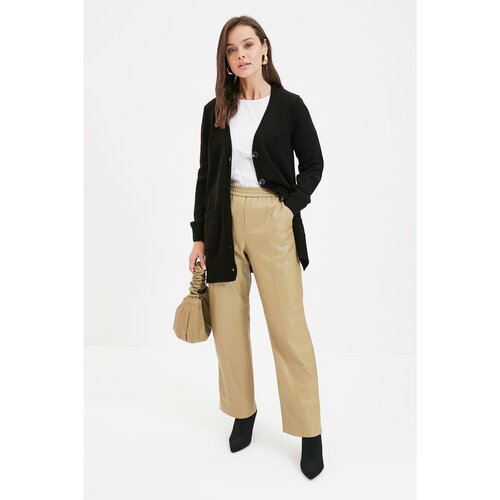 Trendyol Black V-Neck Buttoned Pocket Detailed Long Knitwear Cardigan Slike