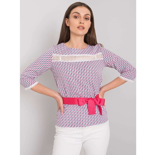 Fashion Hunters White and pink blouse with colorful patterns Slike