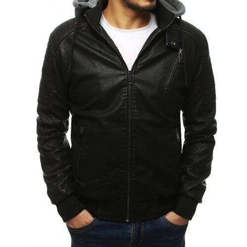DStreet Crna muška kožna jakna TX3067 crna | siva Slike