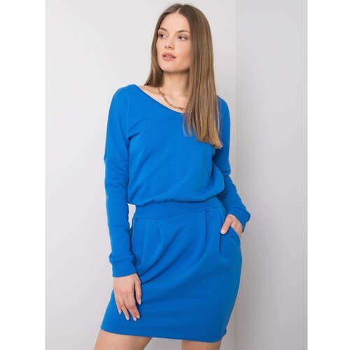 Fashionhunters RUE PARIS Dark blue sweatshirt dress Cene