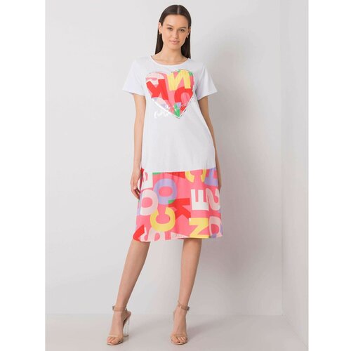 Fashion Hunters White and pink loose dress with prints Slike