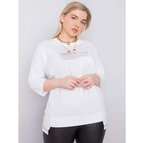 Fashion Hunters White cotton plus size blouse with an applique