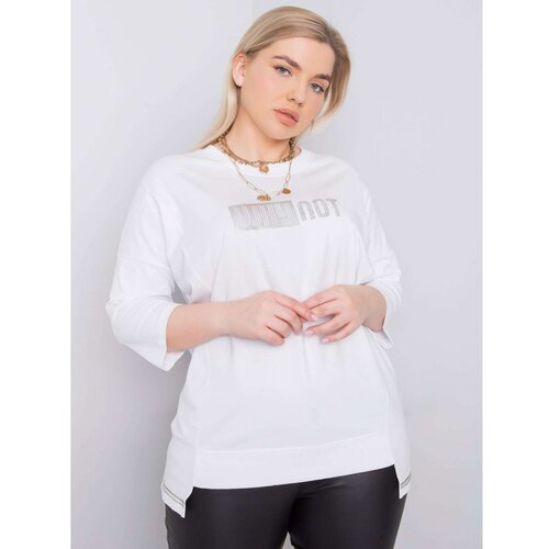 Fashion Hunters White cotton plus size blouse with an applique Slike