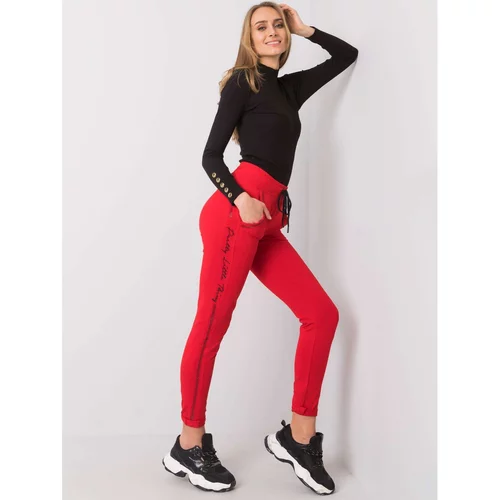 Fashionhunters Red sweatpants with an application