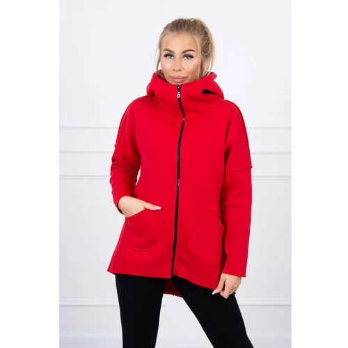 Kesi Insulated sweatshirt with longer back and pockets red