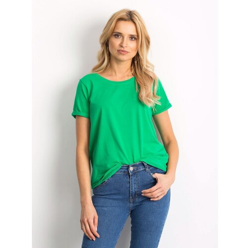 Fashion Hunters Osnovna zelena pamučna majica za žene Slike