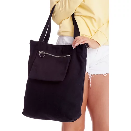 Fashion Hunters Black fabric bag with a detachable strap