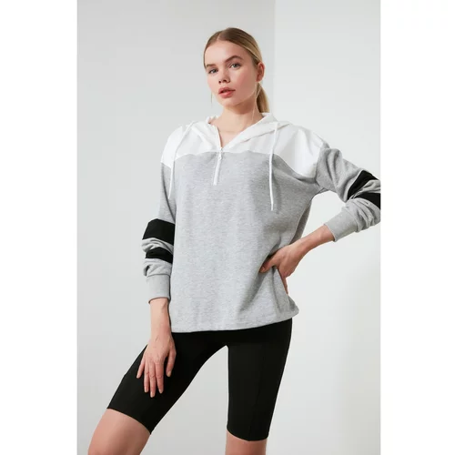 Trendyol Gray Hoodie Sports Sweatshirt