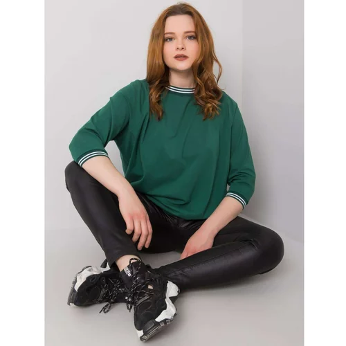 Fashion Hunters Dark green plus size blouse with ribbed cuffs