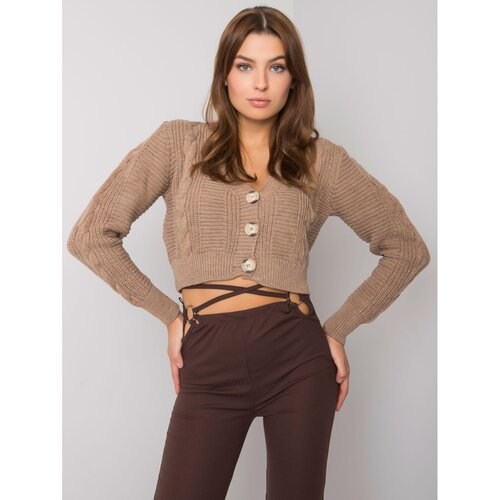 Fashion Hunters RUE PARIS Dark beige cardigan sweater Slike