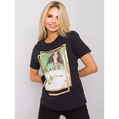 Fashion Hunters Women's black t-shirt with a print