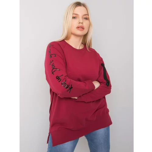 Fashion Hunters Plus size maroon sweatshirt tunic with Parma inscriptions on the sleeves