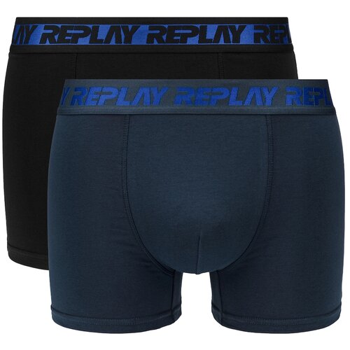 Replay Boxers Boxer Style 6 T/C Metallic Cuff 2Pcs Box - Dark Blue/Black/Blue - Men&amp;#039;s Slike