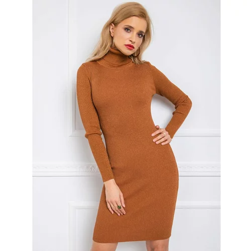 Fashion Hunters Brown dress with a metal thread