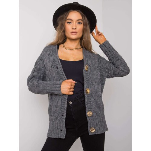 Fashion Hunters RUE PARIS Dark gray cardigan Slike