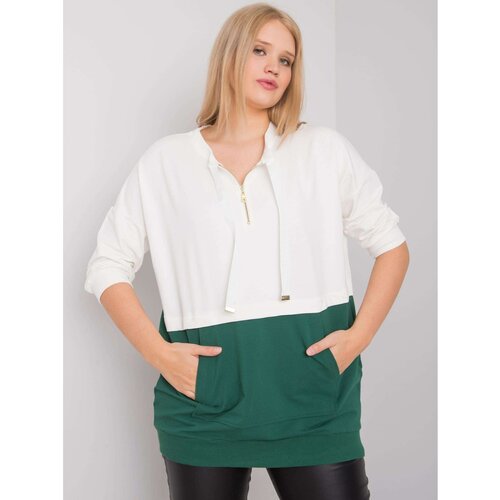 Fashion Hunters Ecru-dark green women&amp;#039;s plus size tunic Slike