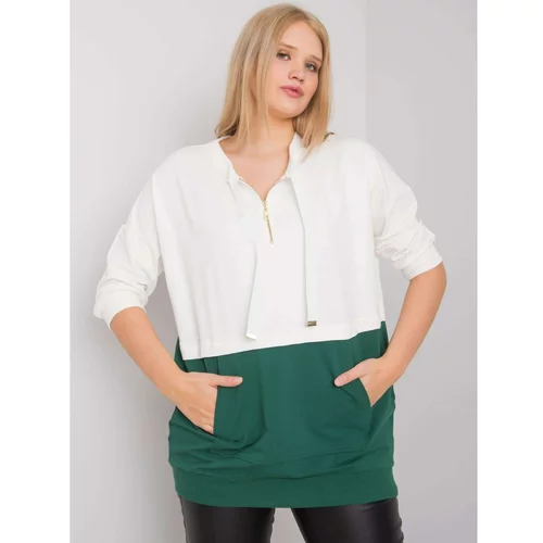 Fashionhunters Ecru-dark green women's plus size tunic
