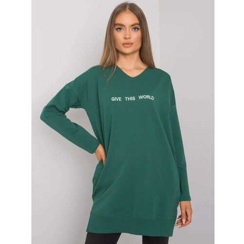 Fashion Hunters RUE PARIS Dark green cotton tunic for women Slike
