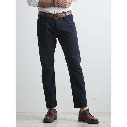Fashion Hunters Men&amp;#039;s navy blue chino pants Slike