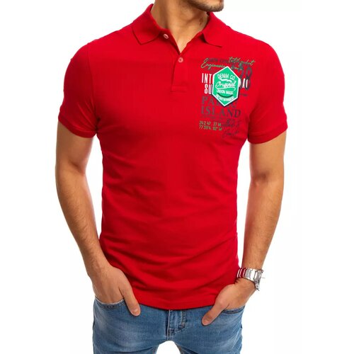 DStreet Red polo shirt with print PX0367 Slike