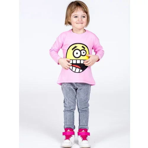 Fashion Hunters Children's lilac cotton blouse with a funny emoticon