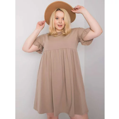 Fashion Hunters Dark beige cotton dress of a larger size