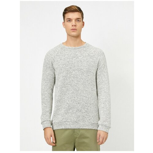 Koton Men's Grey Bike Collar Muline Kumas Seasonal Slim Fit Sweater Slike