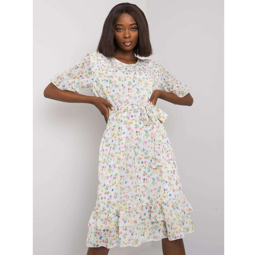 Fashion Hunters White floral dress with a frill Slike