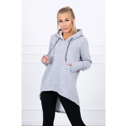 Kesi Insulated sweatshirt with longer back and hood gray