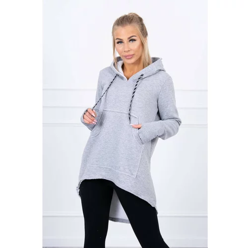 Kesi Insulated sweatshirt with longer back and hood gray