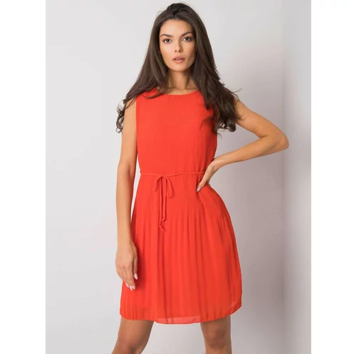 Fashion Hunters Red folded dress with a belt