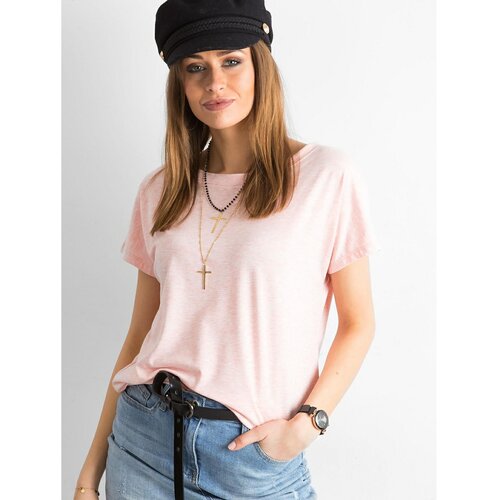 Fashion Hunters Melange majica s ružičastim izrezom na leđima Slike
