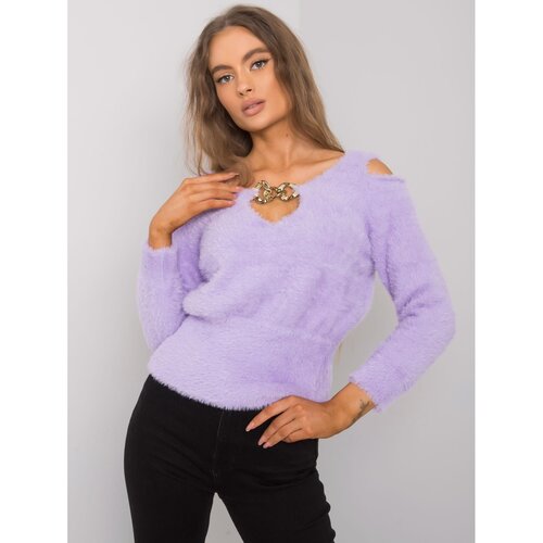 Fashion Hunters RUE PARIS Purple sweater with a triangular neckline Cene