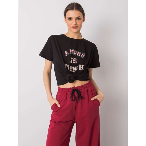 Fashion Hunters Black women&amp;#039;s t-shirt with an inscription Slike
