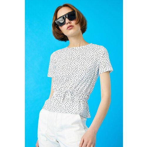 Koton Women&amp;#039;s Ecru Patterned T-Shirt Slike