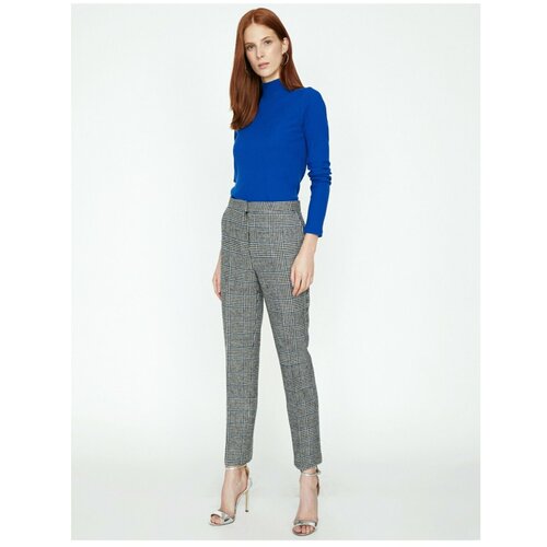Koton Women's Blue Checkered Trousers Cene