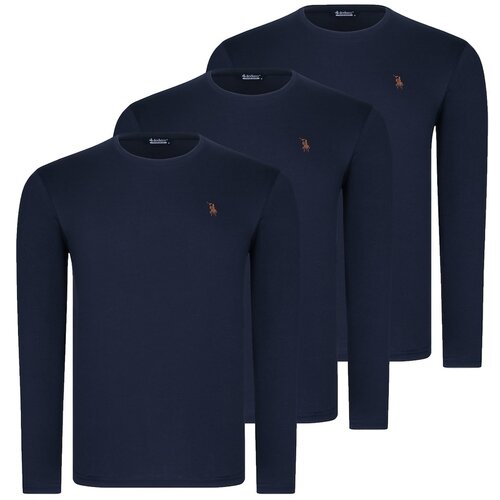 Dewberry TRIPLE SET T8588 ROUND COLLAR MEN&amp;#039;S SWEATSHIRT-LACİVERT-LACİVERT-LACİVERT Slike
