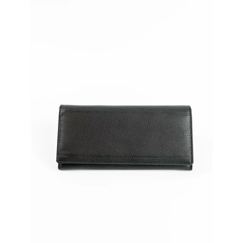 Fashion Hunters Men's long horizontal black leather wallet