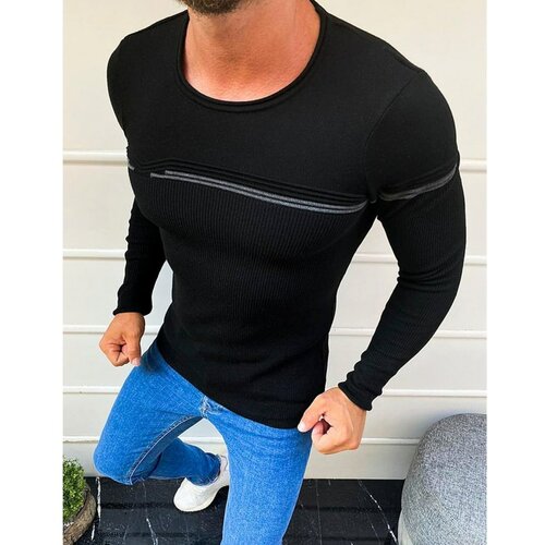 DStreet Crni muški pulover WX1626 crni svijetlo plavo Slike