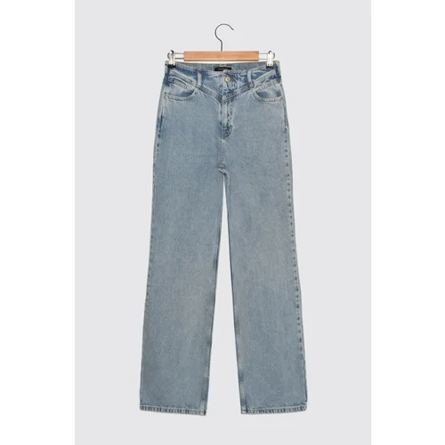 Trendyol Blue Waist Detailed High Waist 90's Wide Leg Jeans