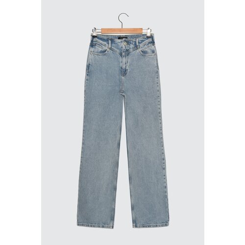 Trendyol Blue Waist Detailed High Waist 90's Wide Leg Jeans Cene