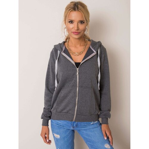 Fashion Hunters Dark gray cotton melange sweatshirt with a hood Slike