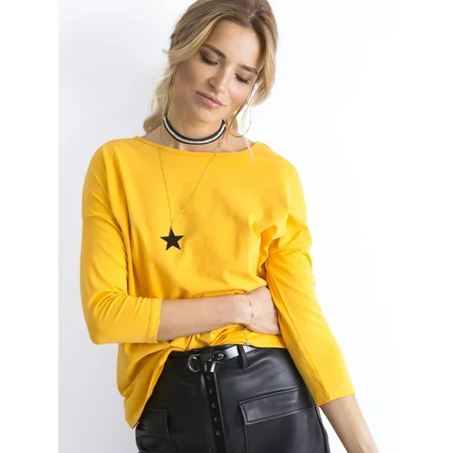 Fashion Hunters Basic blouse with 3/4 sleeves, dark yellow