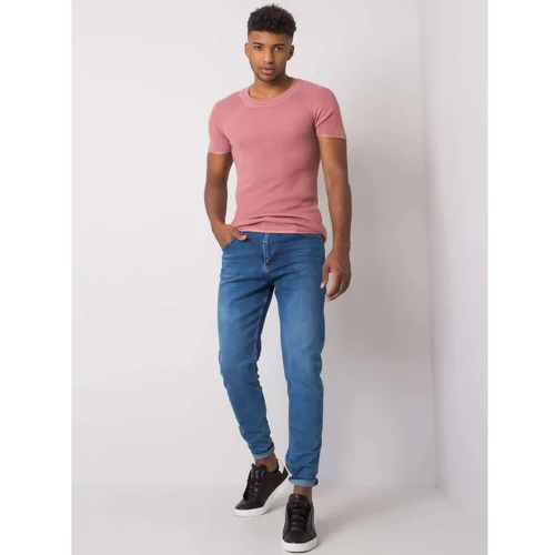 Fashion Hunters Men's blue regular fit jeans with Rylan abrasions