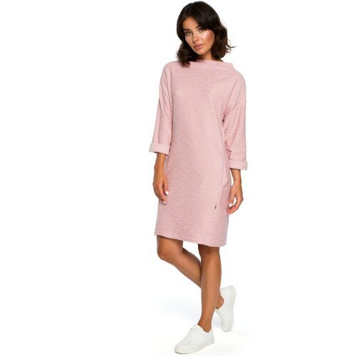 BeWear Ženska haljina B096 bijela smeđa | pink Slike