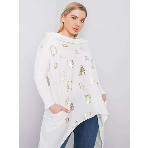 Fashion Hunters Ecru plus size sweatshirt with print