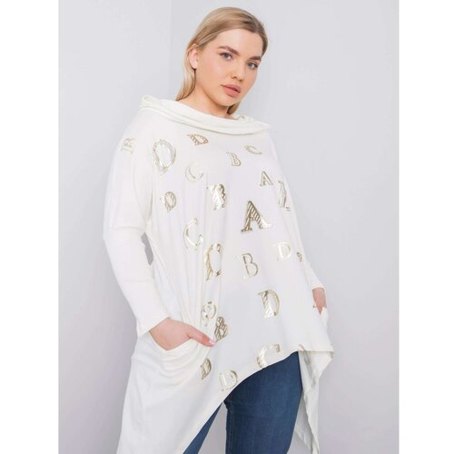 Fashion Hunters Ecru plus size sweatshirt with print Slike