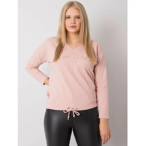 Fashion Hunters Dusty pink oversized women's blouse with an inscription
