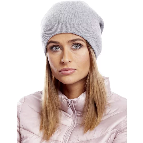 Fashion Hunters Women's baseball cap with a fur pompom, light gray