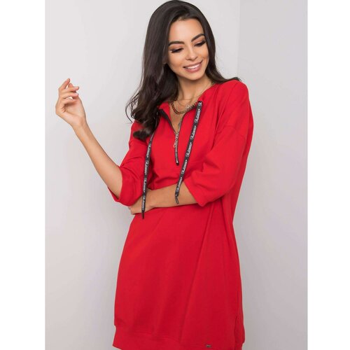 Fashion Hunters Red cotton dress with a zipper Slike